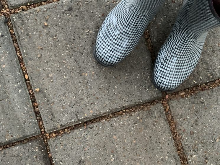 concrete pavers, pea gravel,